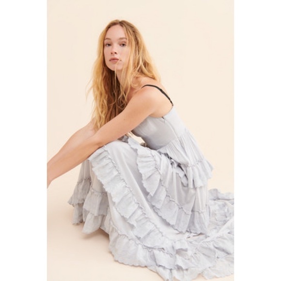 NWT Urban Outfitters UO Annabelle Eyelet Floral Tiered Ruffle Maxi Dress XS - Picture 11 of 12